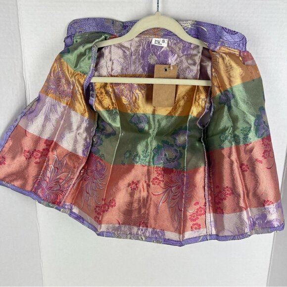 NWT - Kids, Tibetan Traditional Brocade Half Vest - Purple. Size: S - Picture 3 of 9